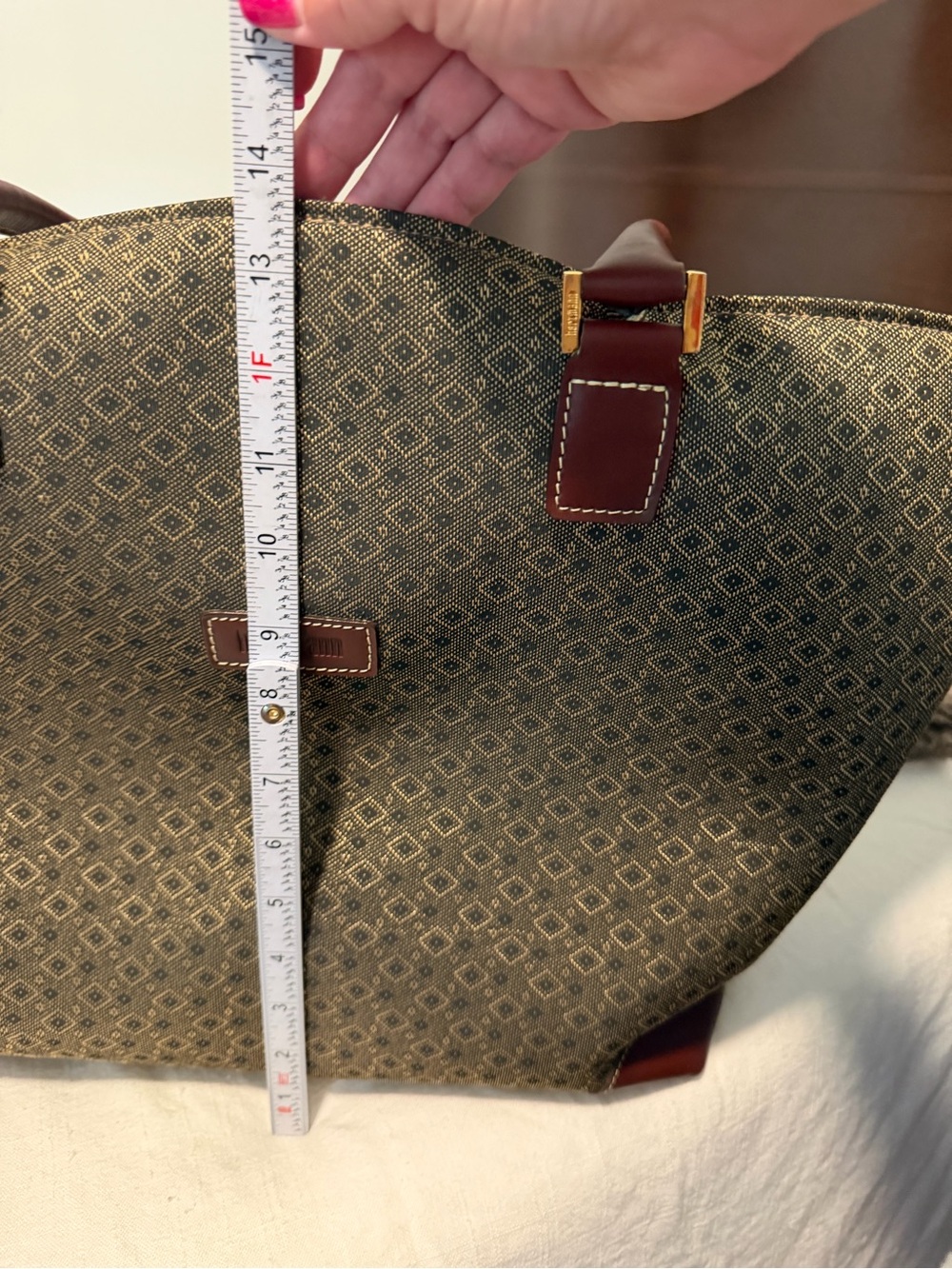 Hartmann Wings 22” Weekender Tote Bag Diamond Jacquard Cognac